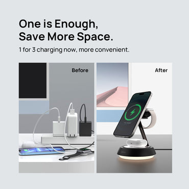 3-in-1 wireless charger space saving
