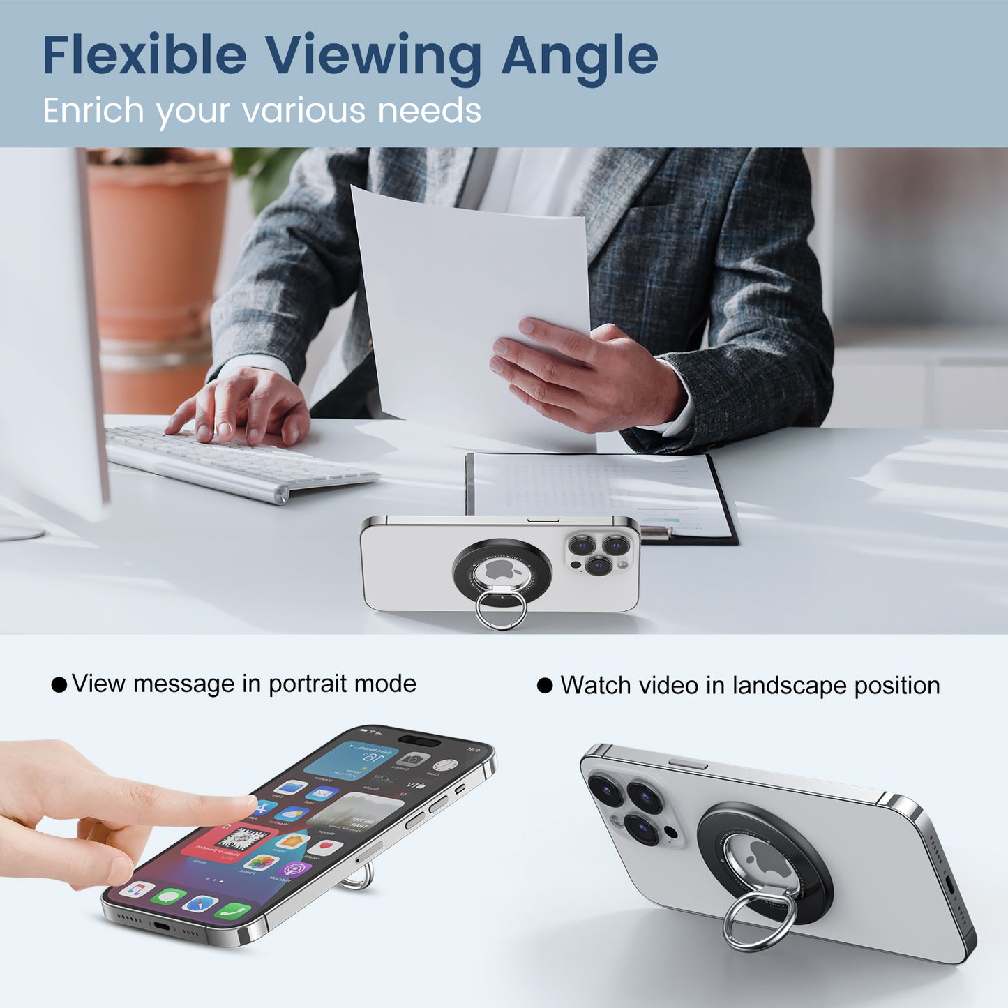 Magnetic Phone Ring Holder Grip for iPhone