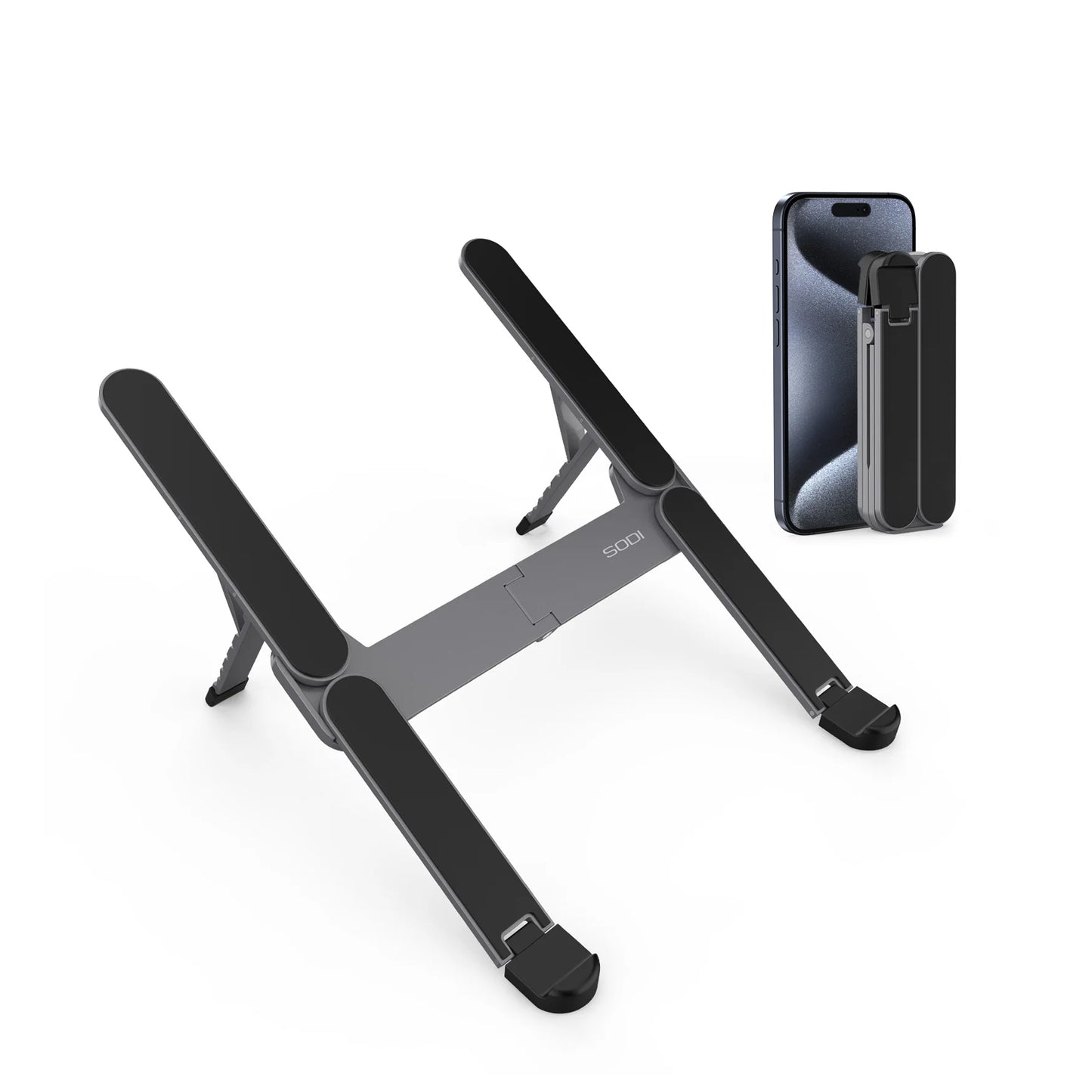 grey portable laptop stand