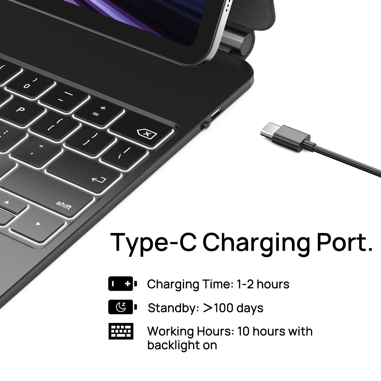 ipad pro 12.9 keyboard case stand by more than 100 days