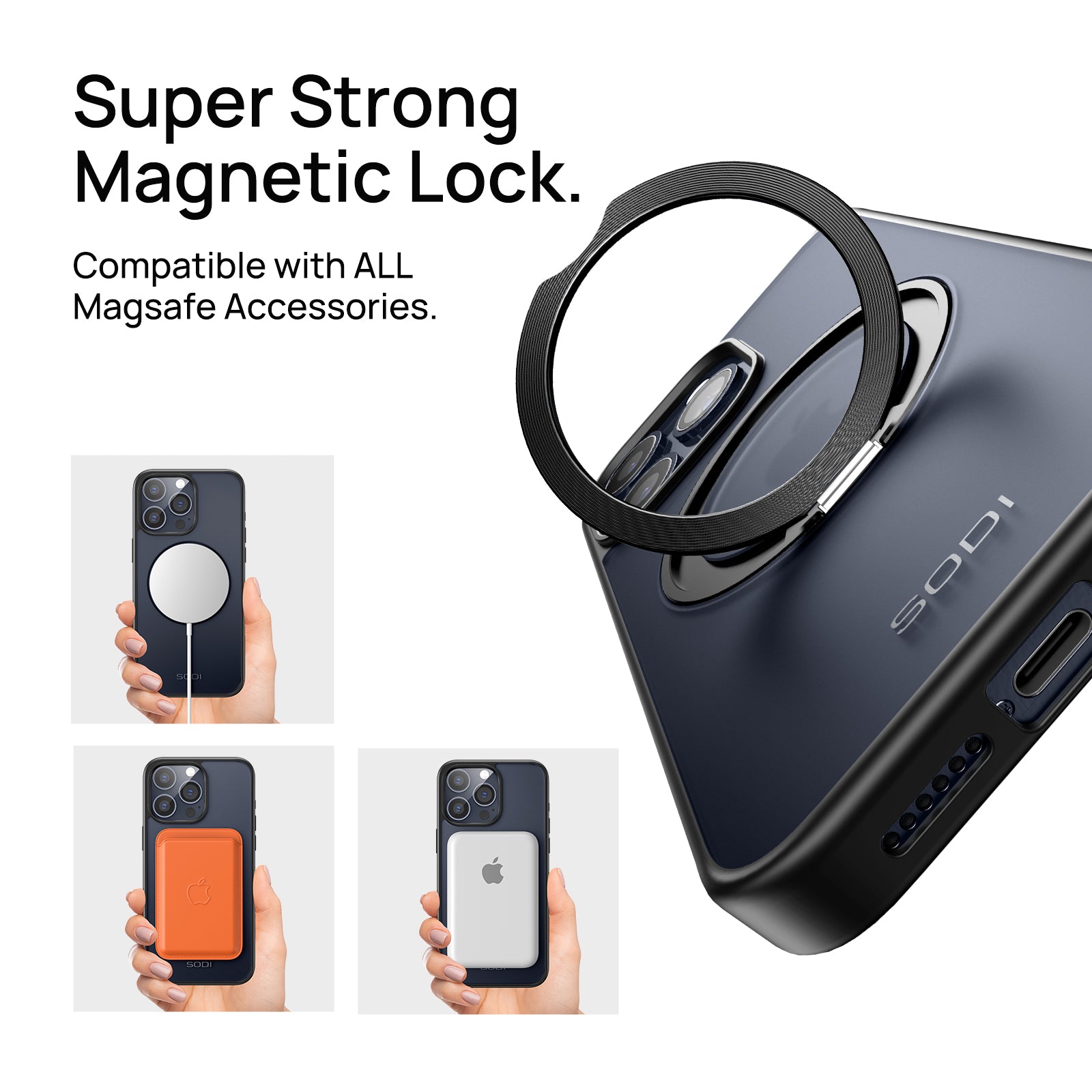 Custodia ad anello magnetico SODI SIT150 per iPhone 15 Pro/Pro Max