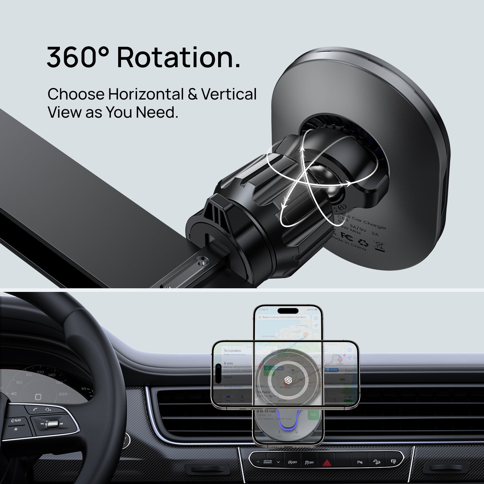 SODI C50 for 15W MagSafe Wireless Car Mount Charger