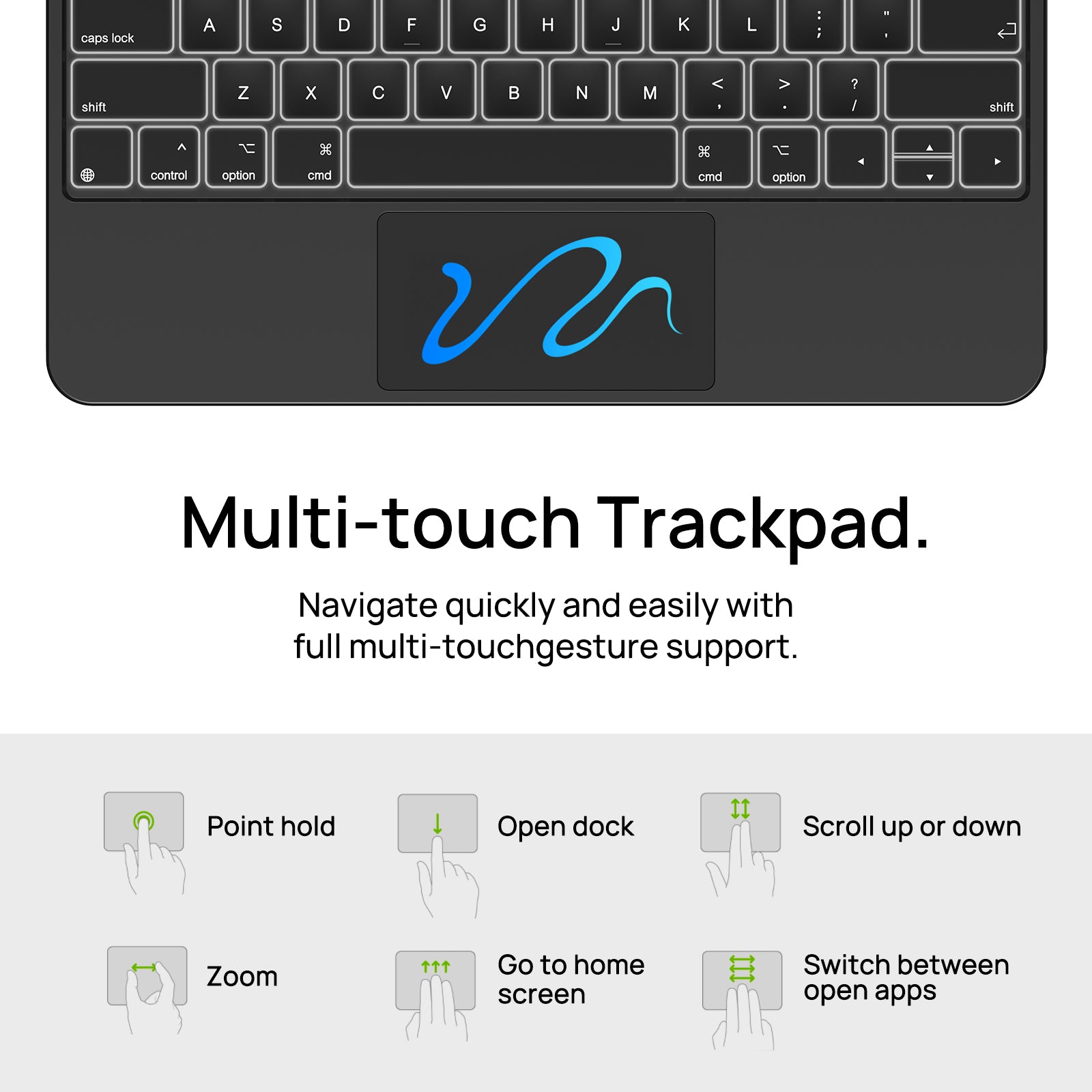 Custodia con tastiera galleggiante magnetica SODI per iPad Pro da 12,9 pollici