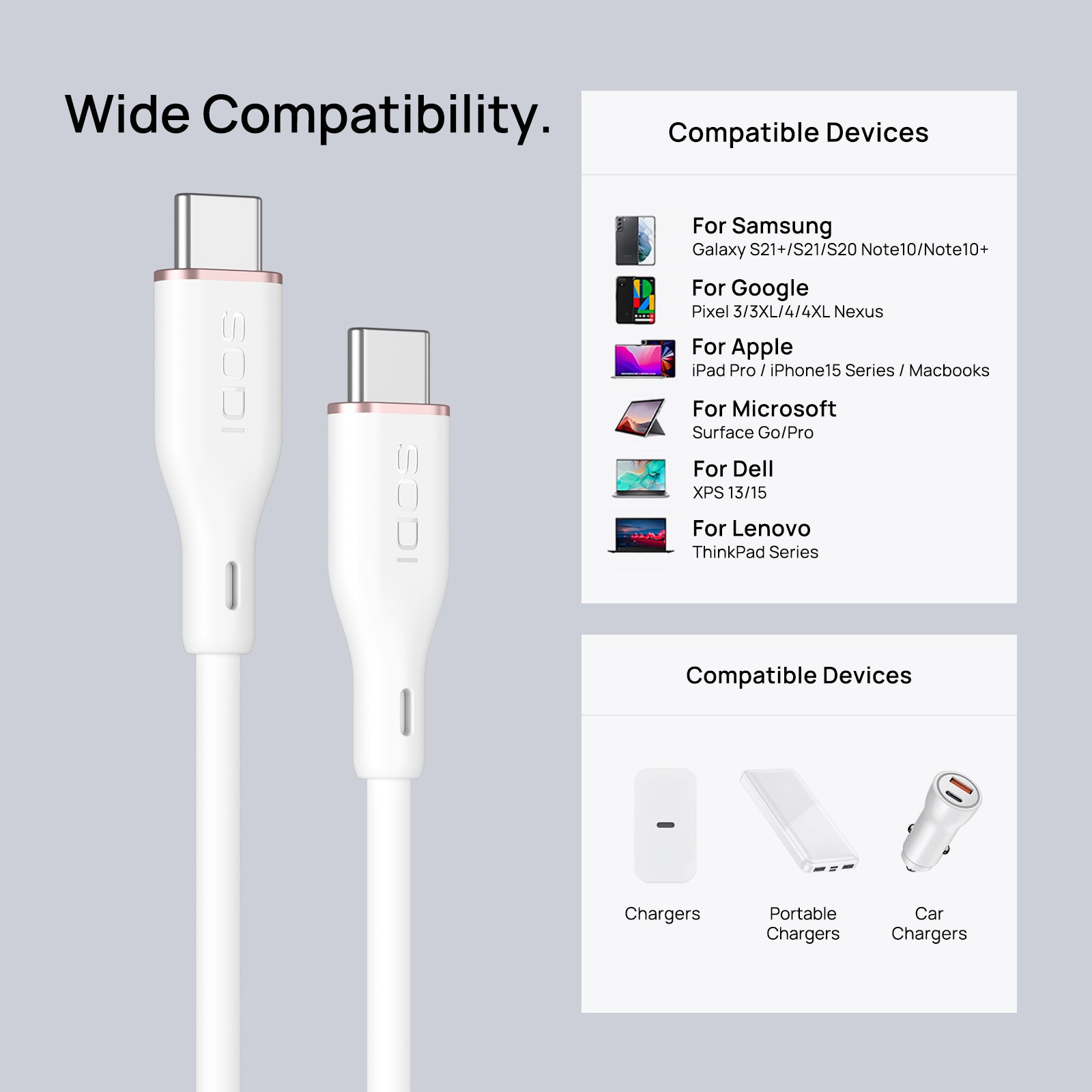 SODI 340 USB-C to USB-C 100W Clutter-Free Cable