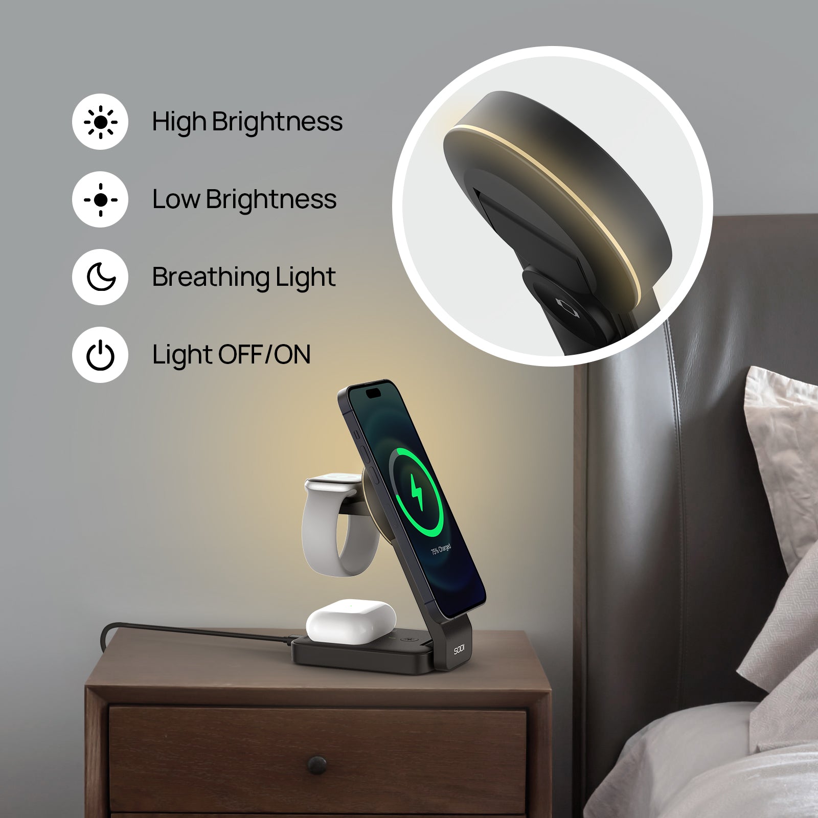 3-in-1 foldable qi2 wireless charging stand