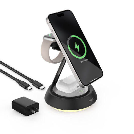 3 in 1 wireless charger black color