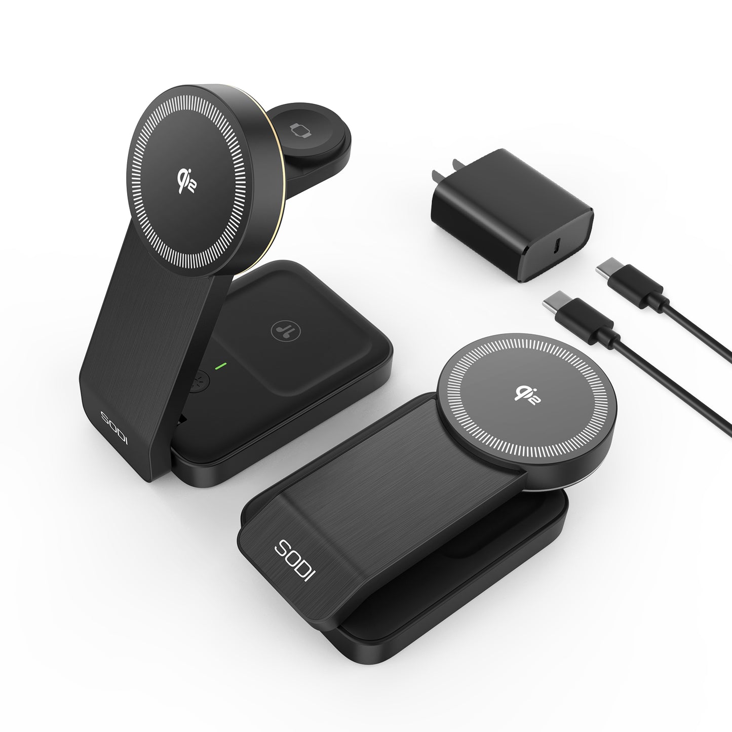 SODI 3-in-1 Magnetic Charger with 15W Qi2 Wireless Charging