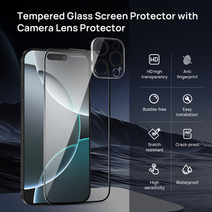 HD Screen Protector for iPhone 16 Pro / Pro Max with Camera Lens Protector