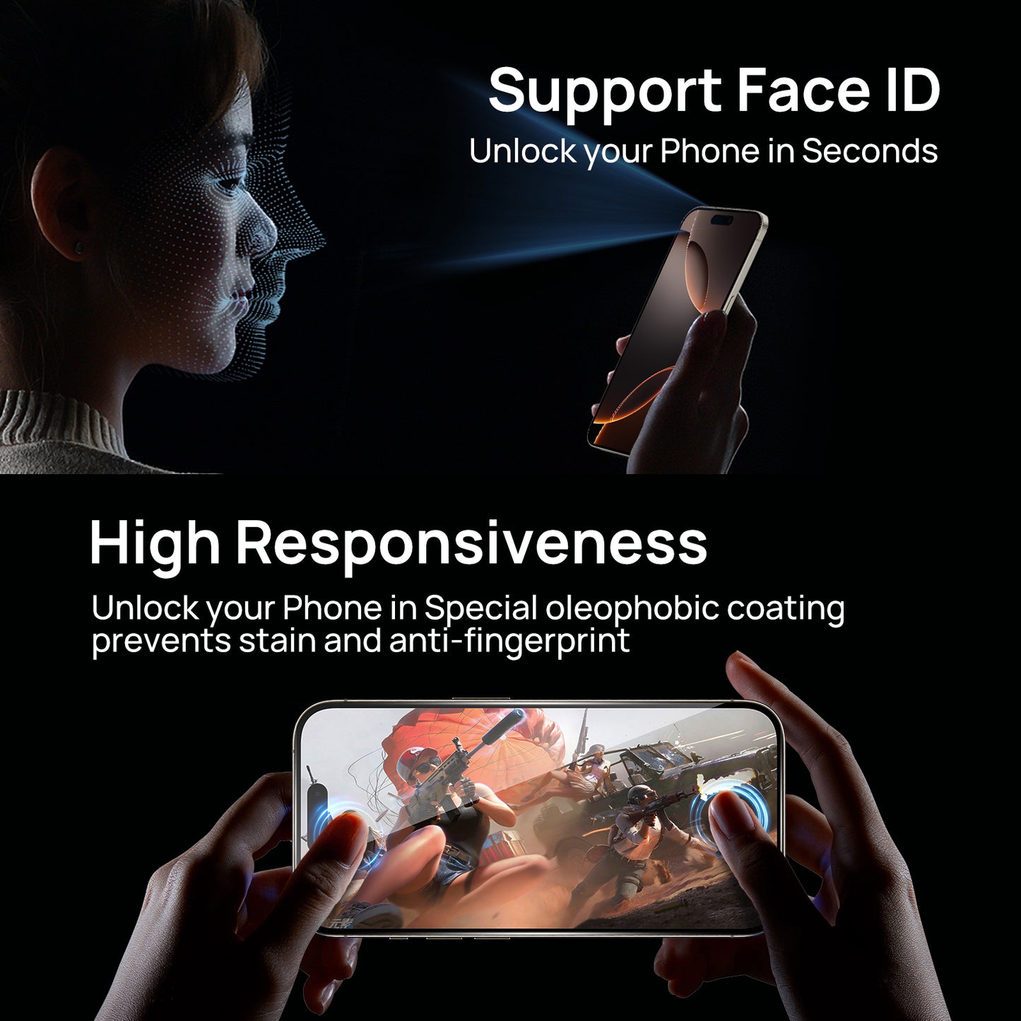 HD Screen Protector for iPhone 16 Pro / Pro Max with Camera Lens Protector